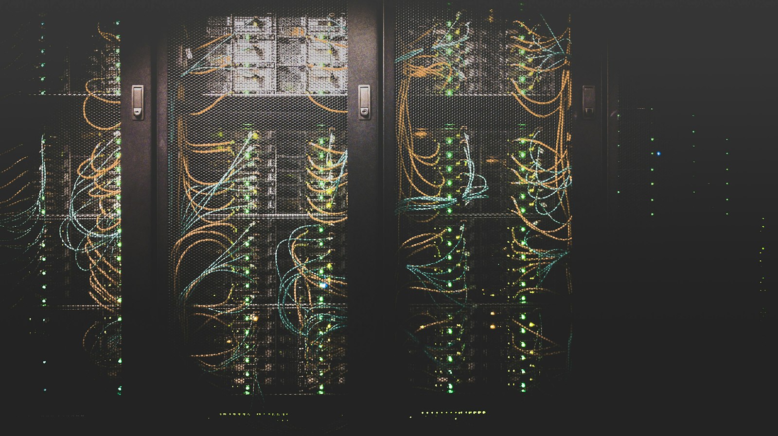 Network cables connected to servers in a data center